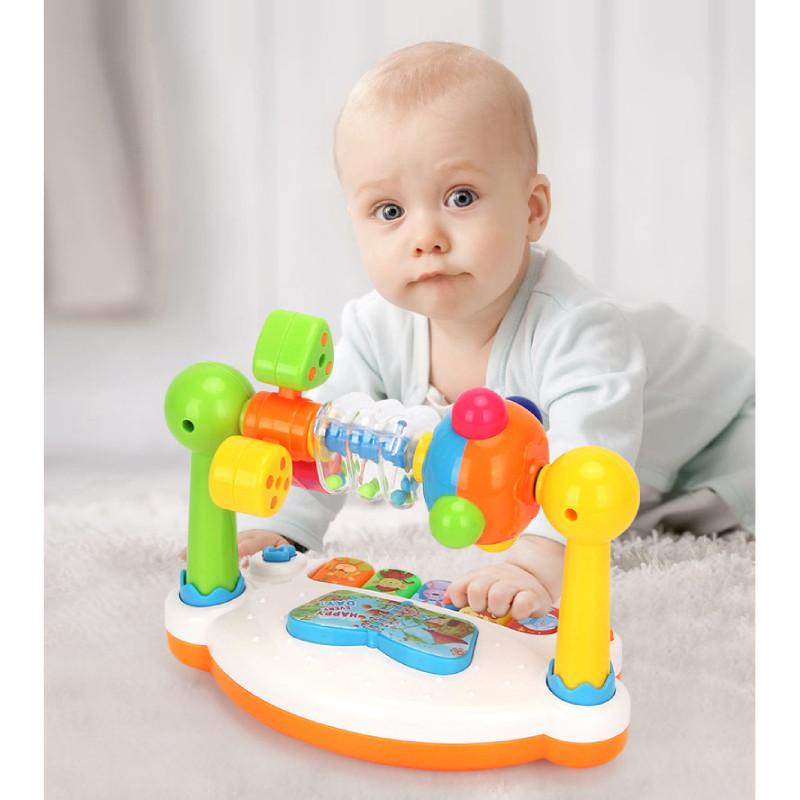 Toy Piano Baby Kids Rotating Music Keyboard Light Toddlers Gifts Educational