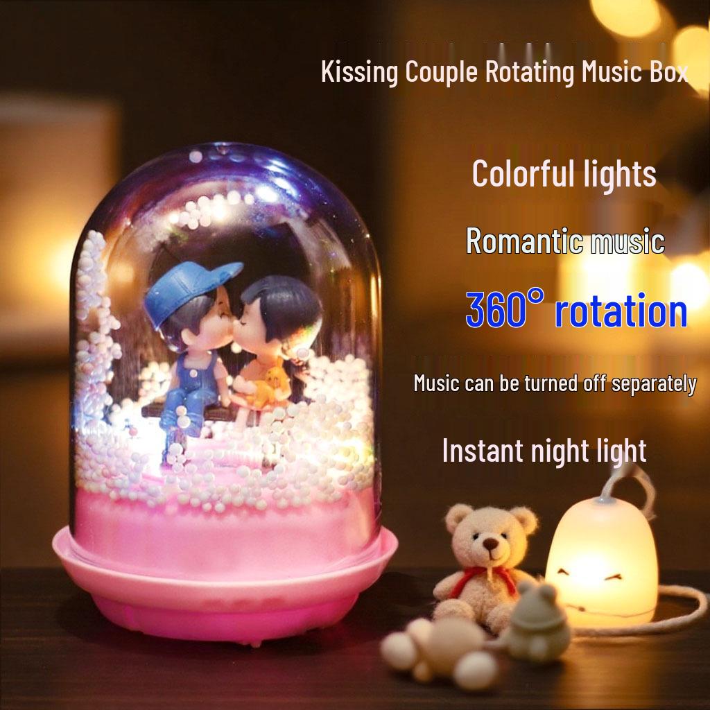 Luminous Rotating Music Box - Cute Couple Desktop Ornament Gift