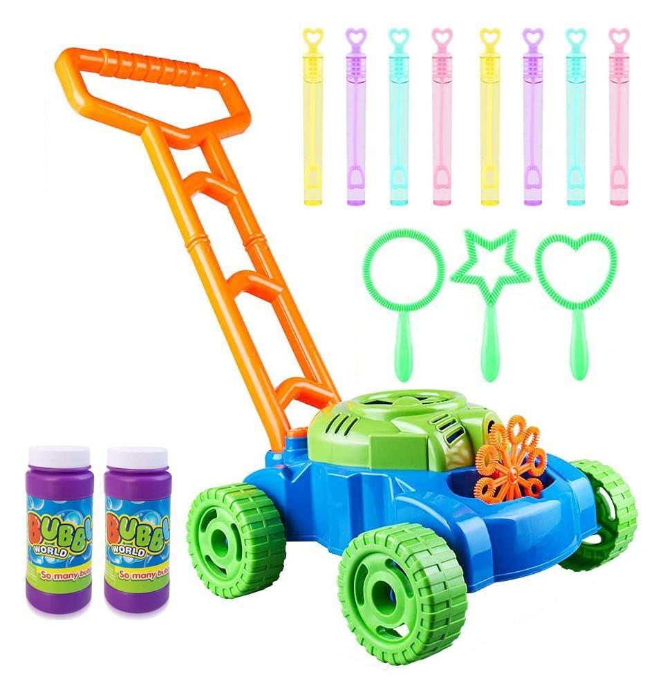 Childrens Electric Bubble Blowing Toy Push Cart Colorful Design For Sensory Engagement