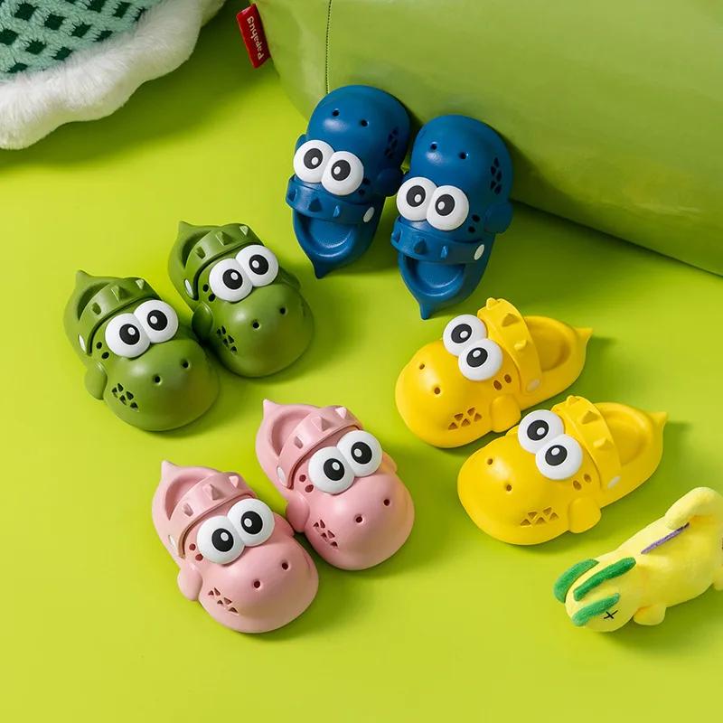 Милые детские тапочки с динозаврами для мальчиков и девочек — фото 4