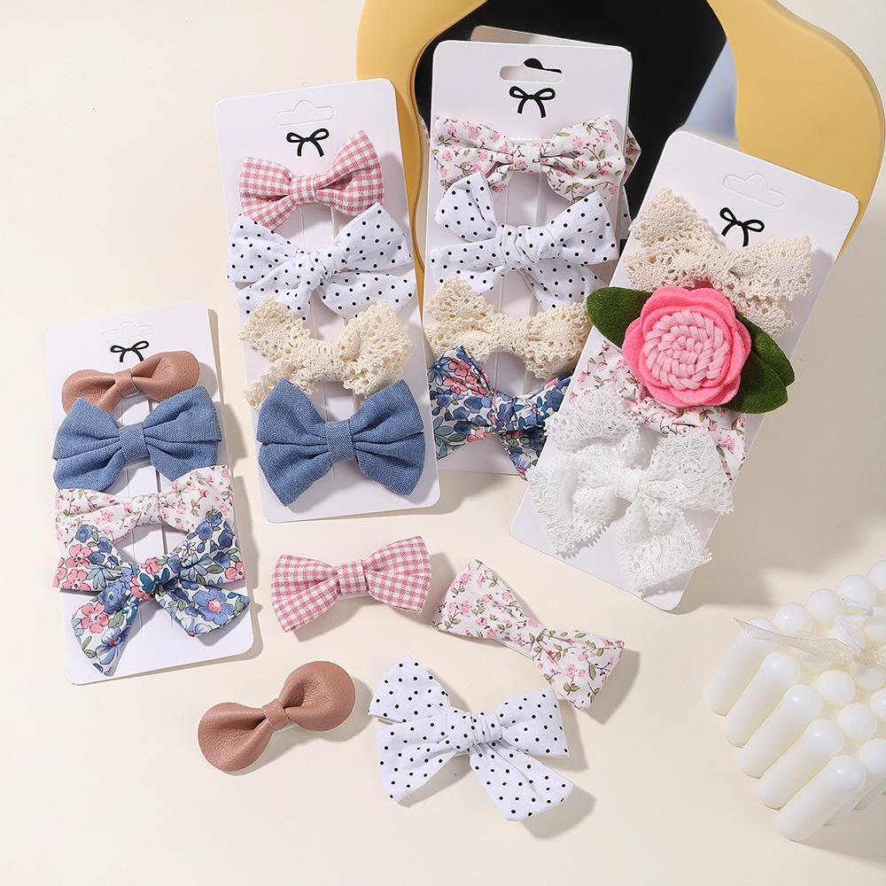 Children'S Hair Accessories Set Baby Printed Hairpin Card Flower Fabric Hairpin Christmas Set 2302