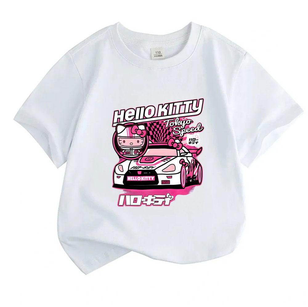 Kids Boys Girls 100% Cotton Crew Neck Short Sleeve T-Shirt, Cute Cartoon Racer Car Graphic Casual Soft Breathable Tee for Daily Play Summer Outdoor We