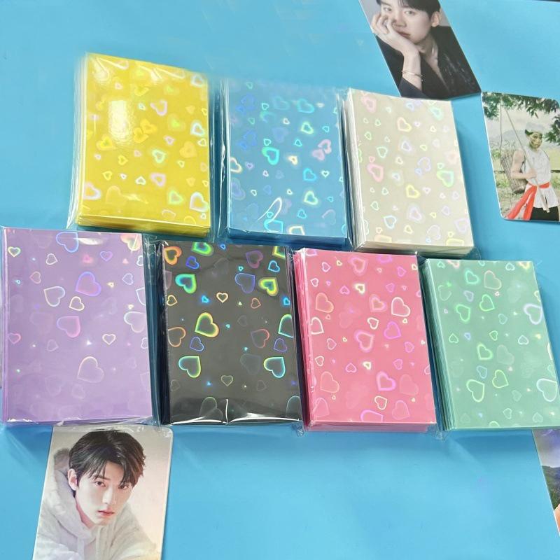 50 Piezas Fundas para Tarjetas Kpop Soporte para Tarjetas Corazón Brillante Soporte para Tarjetas Fotográficas Películas para Tarjetas Fotográficas Protector de Tarjetas Protector de Tarjetas Fotográficas