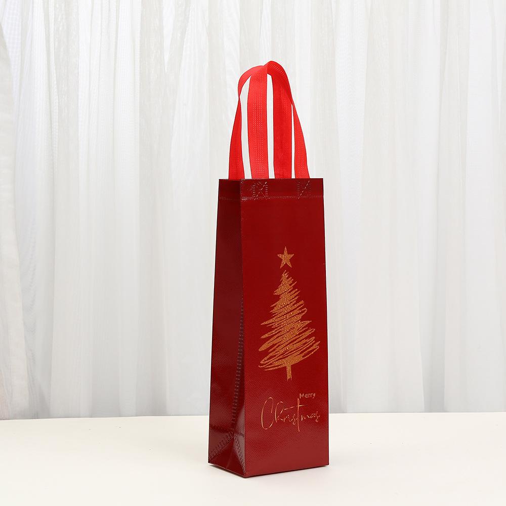 StoBag Christmas Wine Bottle Bags Gift Wrapping Bags for Sweets Luxury Designer Bags Non Woven Packaging Holiday Party Favor