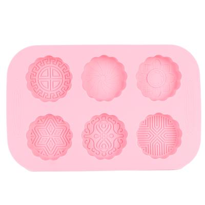 6er Mondkuchen Silikonform DIY Backen Handgemachte Seifenform für Dessert Küchenwerkzeug