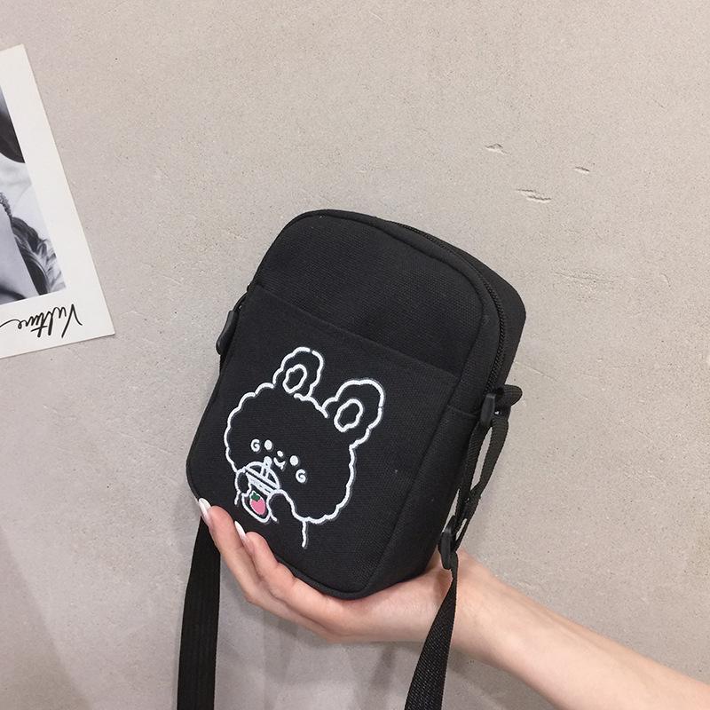 2024 Korean Style Women's Color Block Canvas Crossbody Bag - Versatile Student Shoulder Bag
