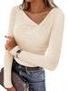 Autumn 2025 Women's Asymmetrical Neck Ruffle Slim Fit Long Sleeve T-shirt