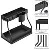 Under Sink Organizer 2-Tier L-Shape Sliding Under Sink Organizers and Storage, Pull Out Under Sink Counter Storage Organizer