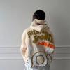 Autumn and Winter European and American Style Letter and Number Foam Printed Loose and Fashionable Street Top Hooded Sweatshirt