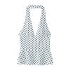 European and American Style, New Women's Clothing, Elastic Polka Dot Neck Collar Top, Elastic Polka Dot Flared Pants.