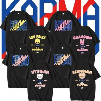 T-shirt stampata Stray kids KARMA SKZOO stile Kpop T-shirt alla moda