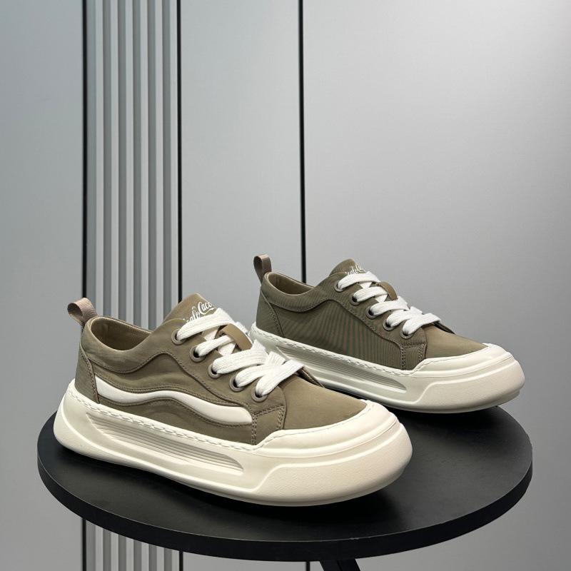 

Холщовые туфли мужские осень и зима дышащие нишевые туфли с большой головой увеличивающие рост повседневные кеды мужские модные на платформе спортивные модные туфли 44 зелёный