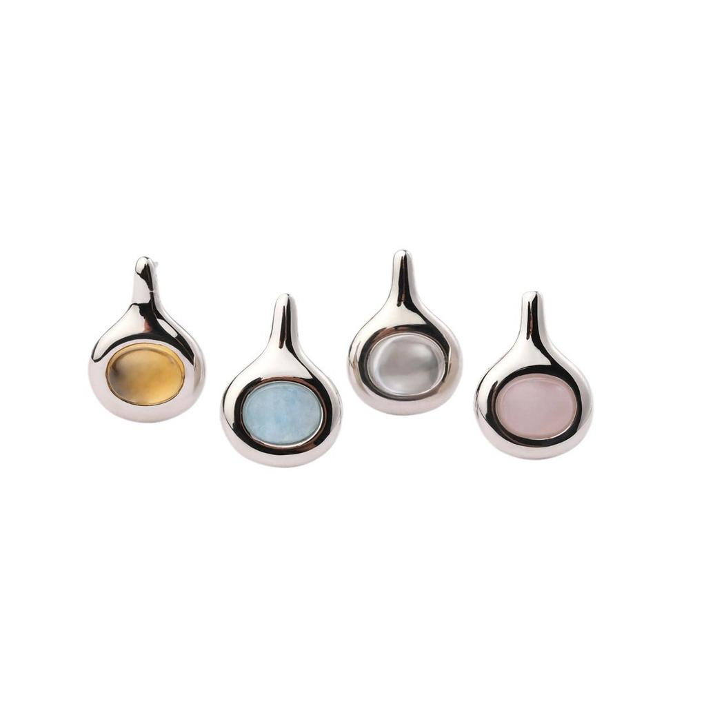 Wind Temperament Sweet Four-Color Crystal Stud Earrings Fashion Commuter Jewelry Niche Simple Earrings Women