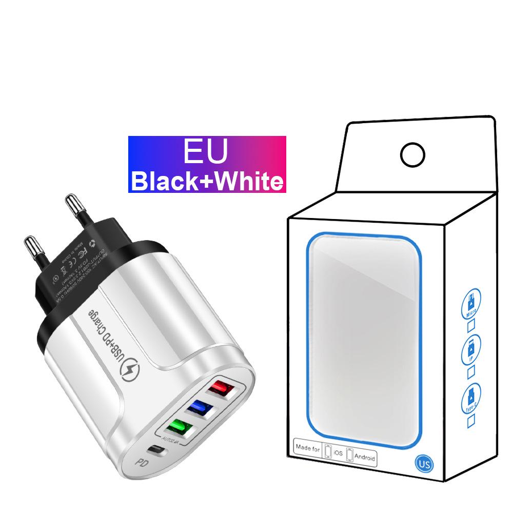 3-Port USB + Type-C Home & Travel Charger, EU/UK Standard, 5V/2.4A, New Model