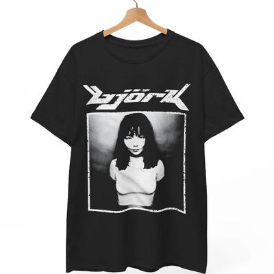 Björk Tshirt Retro Björk Logo  90s Alternative Art Pop Tshirt Björk Portrait Tshirt Unisex Pink Logo Music Merchandise