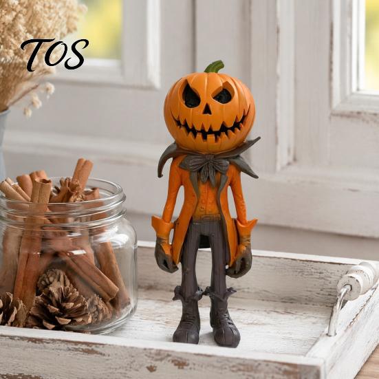 Light Up Halloween Decoration Pumpkin Witch Figurine, Spooky Statue with Lantern, Seasonal Farmhouse Decor Vintage Gothic Resin for Tabletop
