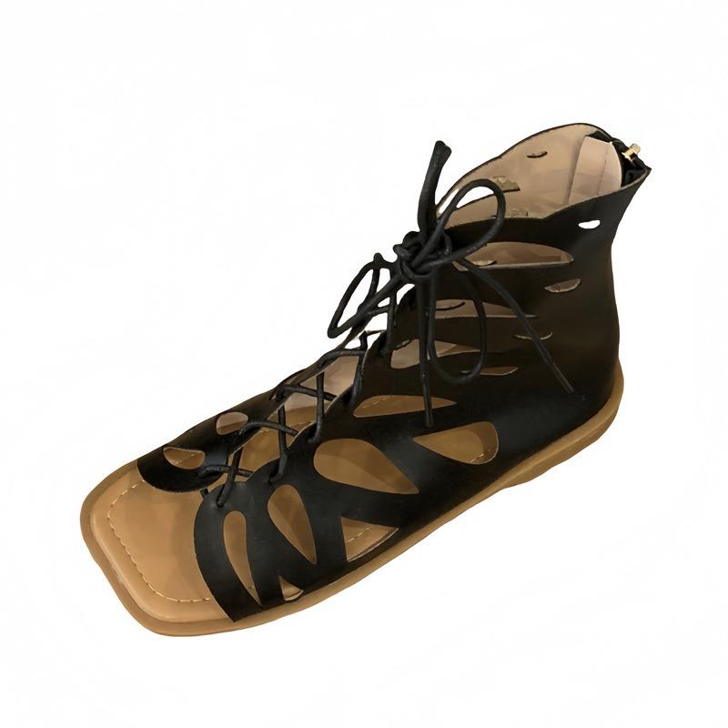 Sandals women's new flat-heeled student shoes comfortable casual high-top women's open-toed hollow-soled women's shoes
