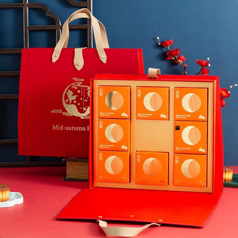 Bi-Fold Mooncake Gift Box: High-End Hollow Design with Flip-Top for Mid-Autumn Festival