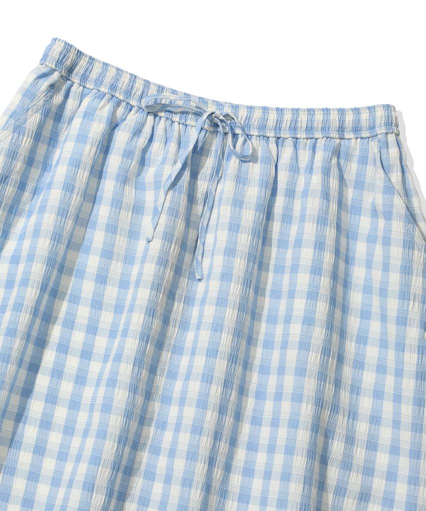 Code Graphy (Women) Check Long Skirt - Sky Blue
