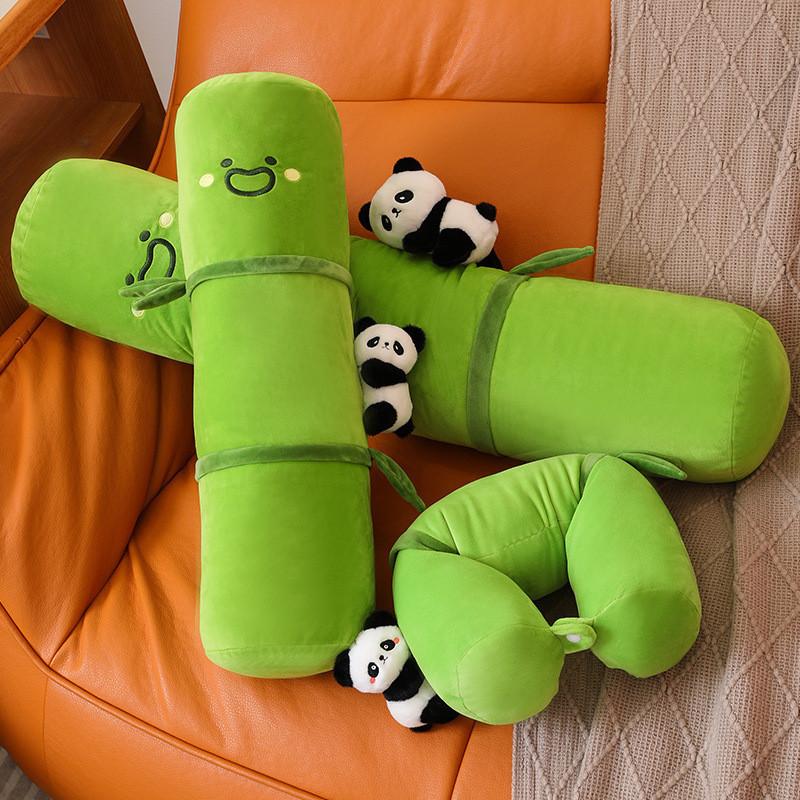 Long Bamboo Panda Pillow  Soft Plush Toy For Girls Bed  Stuffed Animal Doll