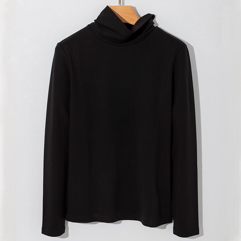 Pure Cotton T-shirt Turtleneck Pure Cotton Long Sleeve Stacked Collar Machine Wash Base Shirt Soft Glutinous Xinjiang Cotton T-shirt Women