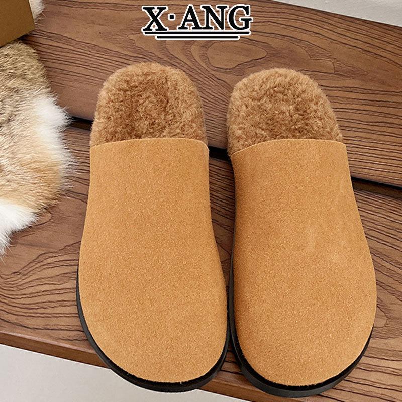 Cattle velvet children's thick-soled bag head slippers women wear autumn and winter new cotton slippers fluffy shoes