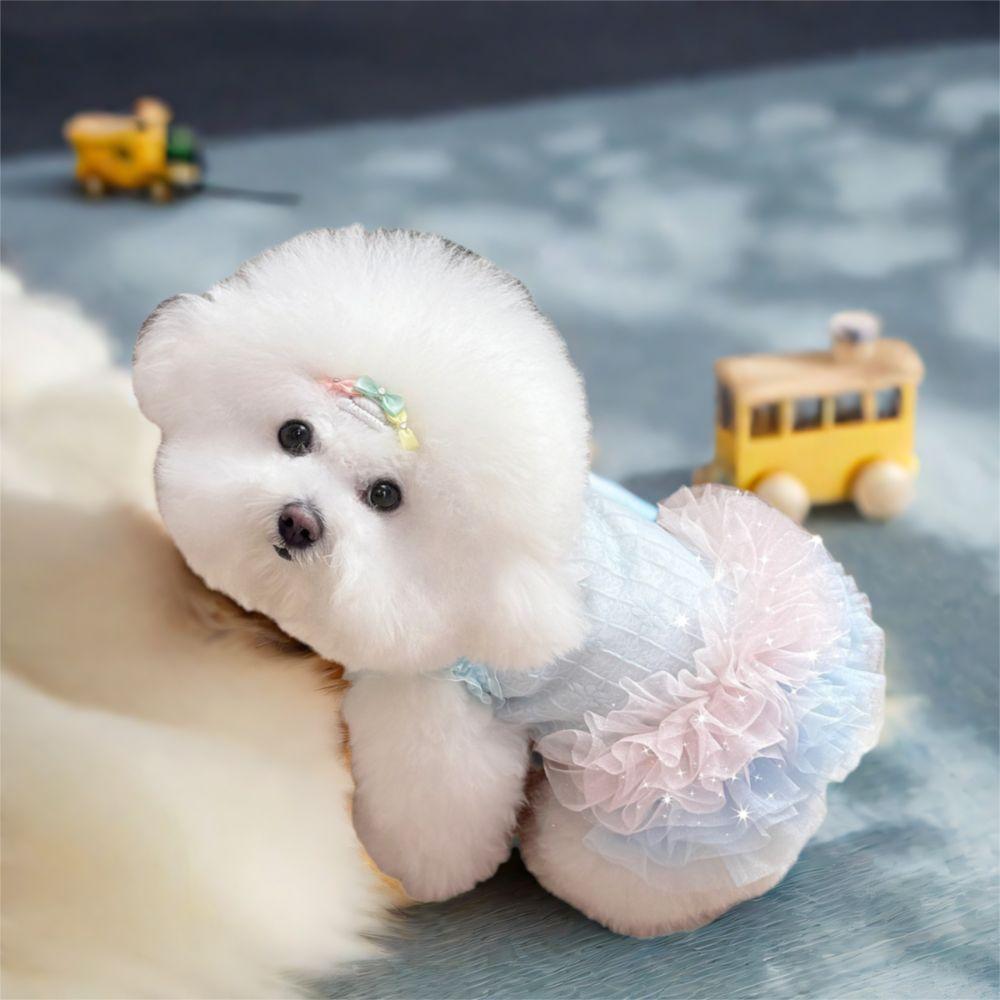 Lace Bow Pet Mesh Dress Cute Pet Clothes Fashion Dog Princess Skirt  Spring Summer