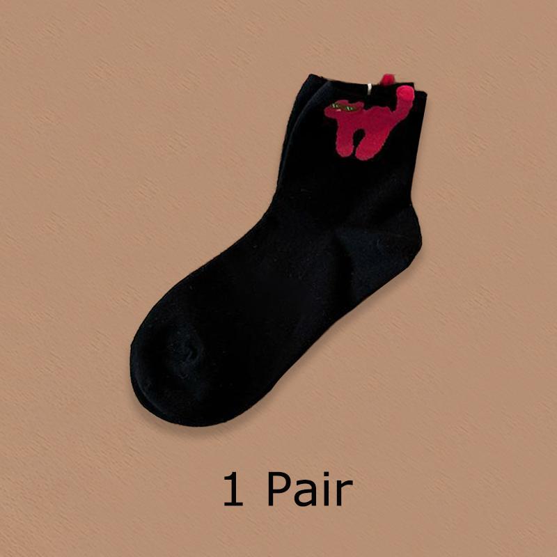 

1pair Cartoon Warm Colorful Skin-Friendly Kitten Socks Cute Print Breathable Daily Comfortable Multi-element Lightweight Feel
