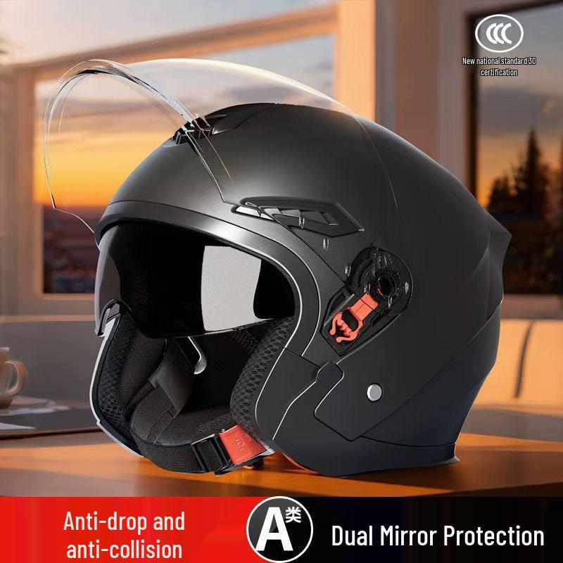 Casco Certificado para Vehículos Eléctricos con Doble Visera para Todas las Estaciones, Calidez Invernal, Adecuado para Hombres y Mujeres