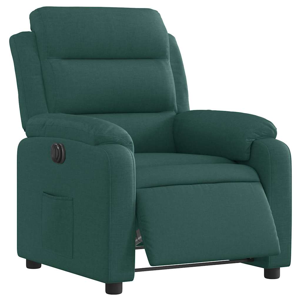 Electric Recliner Chair Dark Green Fabric