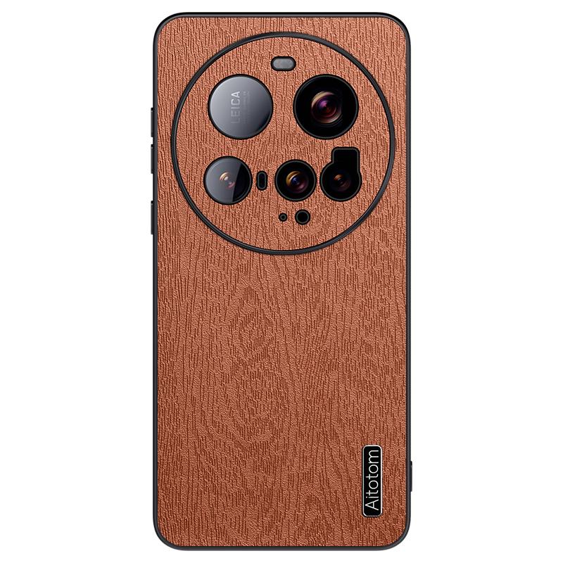 For Xiaomi 15 Ultra Case Wood Texture PU Leather Coated PC TPU Phone Cover