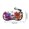 2D-Vibrant Floral Print Protective Eyewear Holder, Stylish Sunglasses Case, Portable Flower Pattern Spectacle Pouch, Travel Zipper Eyeglasses Box