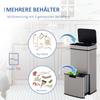 72L Sensor-Recyclingbehälter Edelstahl 3 Fächer für Nass-/Trockenabfall mit abnehmbarem Deckel Küche Zuhause