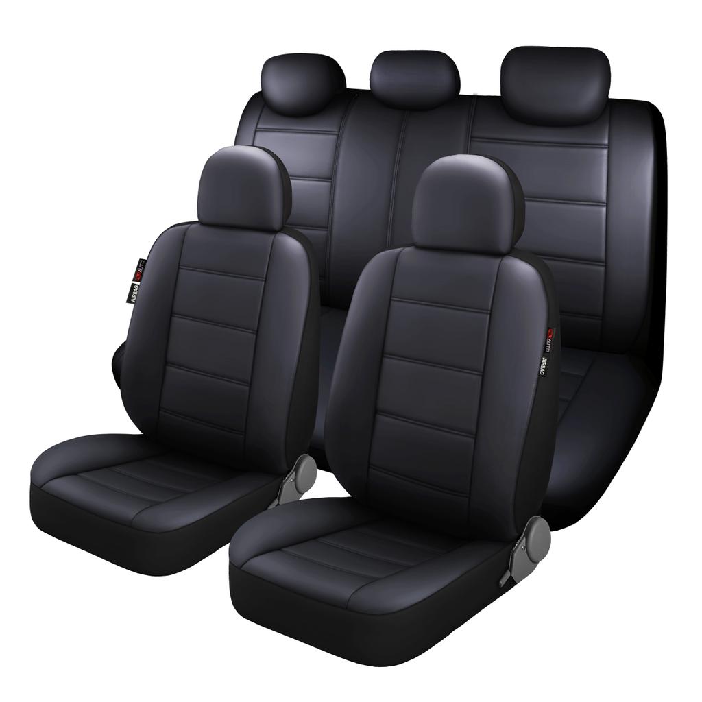 Lux Artificial PU Leather Car Seat Cover Universal Size Full Set Airbag Compatible Fit Most Cars