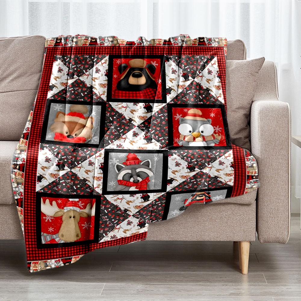 Christmas Theme Printed Blanket - Perfect for Couch, Bed, Travel & Outdoor Use | Machine Washable, Cozy & Durable.