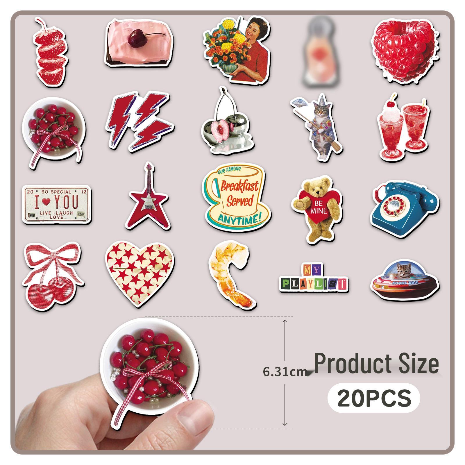 20pcs American Retro Soft Magnetic Refrigerator Stickers – Trendy, Realistic, Creative Décor Collection