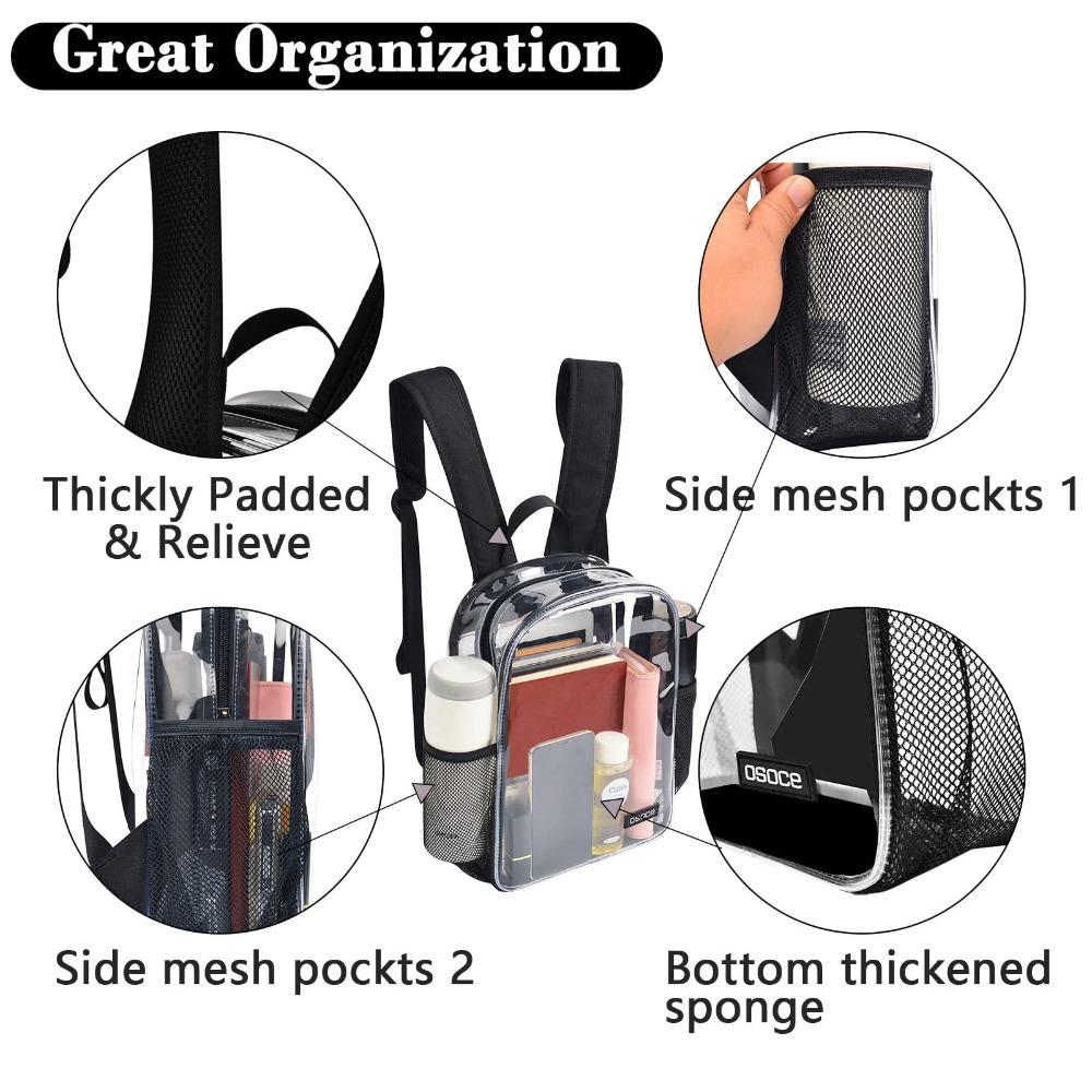 Water-Resistant Clear Backpack  for Concert Sport Event Work Security Travel Festival