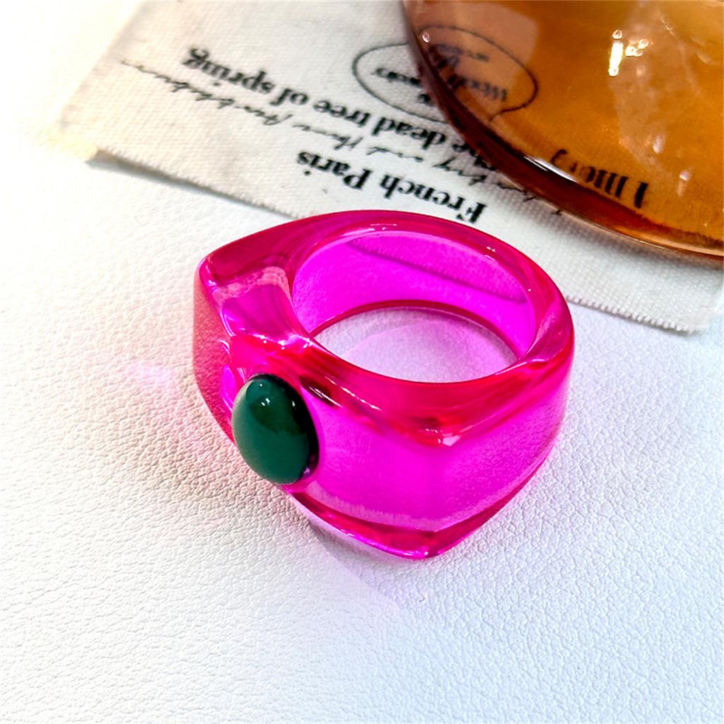 Fashion Simple Inlaid Colorful Y2k Resin Ring Women Sweet Cute Ins Birthday Party Hip Hop Commemorative Jewelry Rings Gift Women