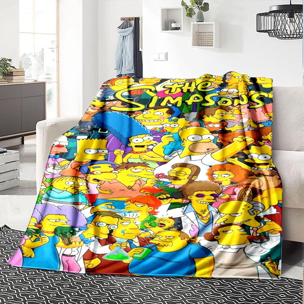 The Simpsons Print Flannel Blanket High Quality Warm Comfortable Cover for All Seasons Perfect for Gifts Home Decor