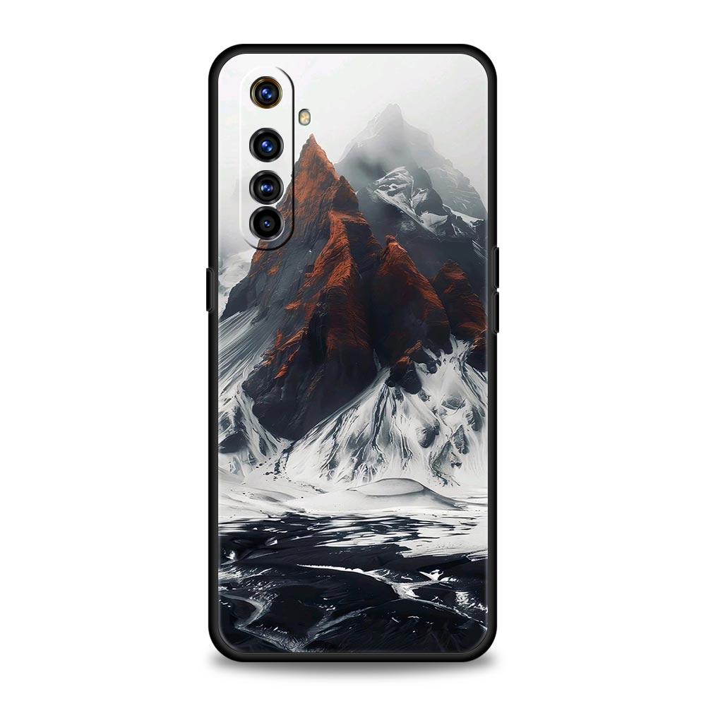 Black Mountain Peak Case For Realme C67 C63 C55 C53 C35 C25 C21 GT 2 3 5 6 10 11 12 13 Pro Plus 5G Soft TPU Phone Cover Fundas