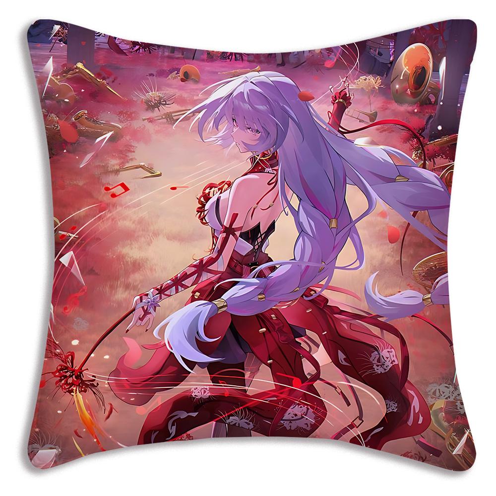 Game Wutherings W-Waves Pillow Covers Cartoon Sofa Decorative Home Double-sided Printing Short Plush Cute Cushion Cover