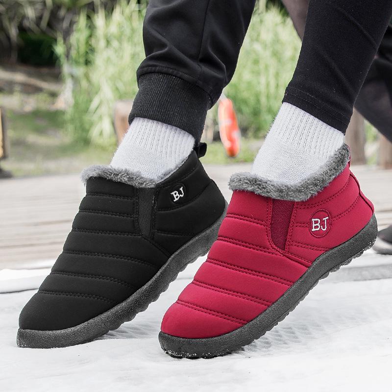 Cizme de zăpadă de iarnă impermeabile, de mărime mare, căptușite cu catifea, din bumbac