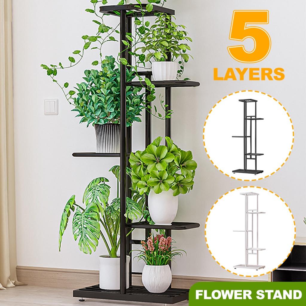 5 Layer Flower Pot Stand Display Shelf Outdoor/Indoor Potted Plant Flower Balcony Ladder Pot Plant Rack