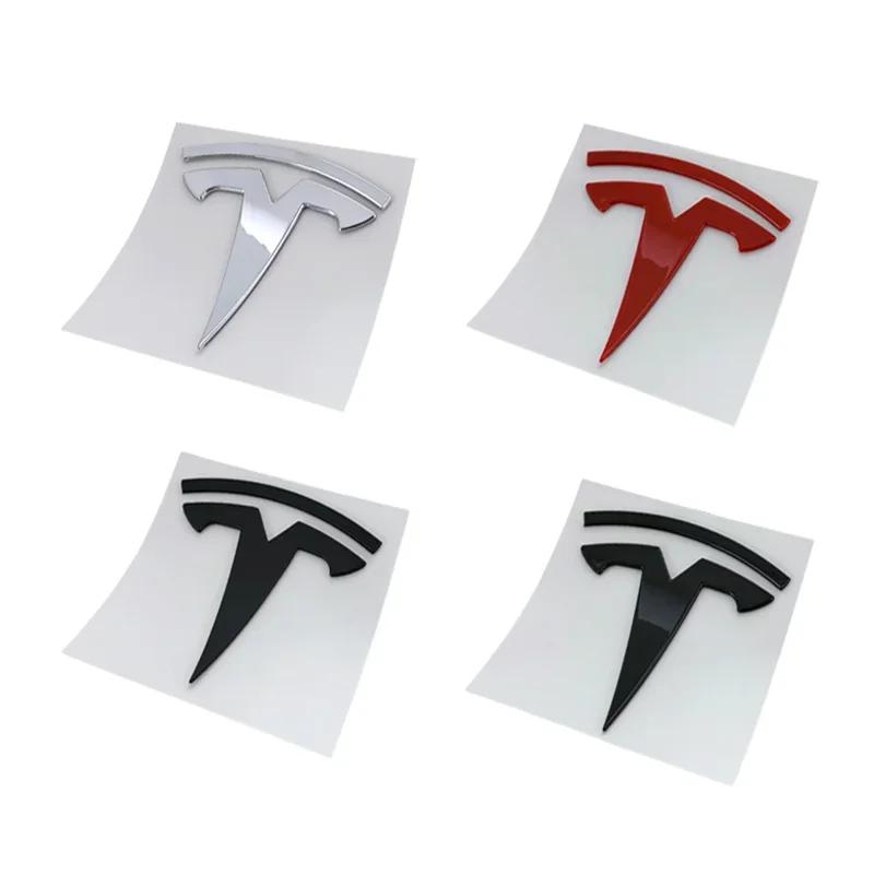 9x8.8cm ABS Car Trunk Badge Sticker for Tesla Model Y Auto Rear Tail Emblem Decal Exterior Decoration