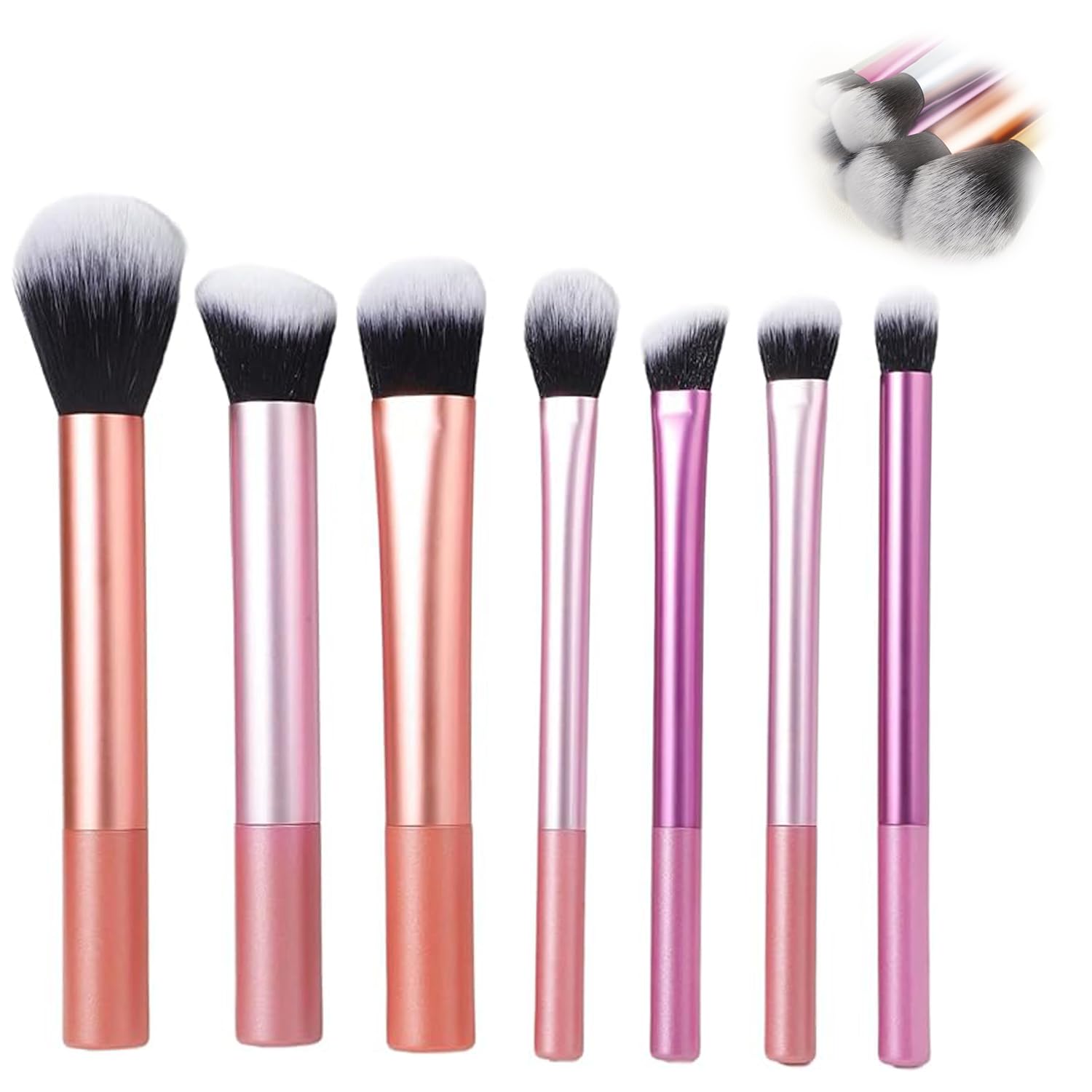 

Coehaopike Набор кистей для макияжа из 7 штук для красочной металлической профессиональной коллекции косметических кистей Пудра, Тени для век, Румяна, Ручка, (Смешанный розовый)