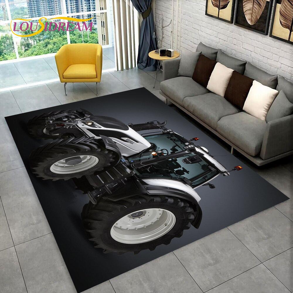 Truck Car Tractor Series Pattern Area Rug,Carpet Rug for Home Living Room Bedroom Sofa Doormat Decor,kids Non-slip Floor Mat 3D