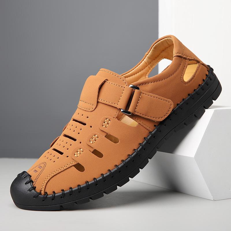 Sandals for Men High Quality Leather Sandals Summer Breathable Hollow Sandal Fashion Business Casual Sandals for Men Beach Shoes