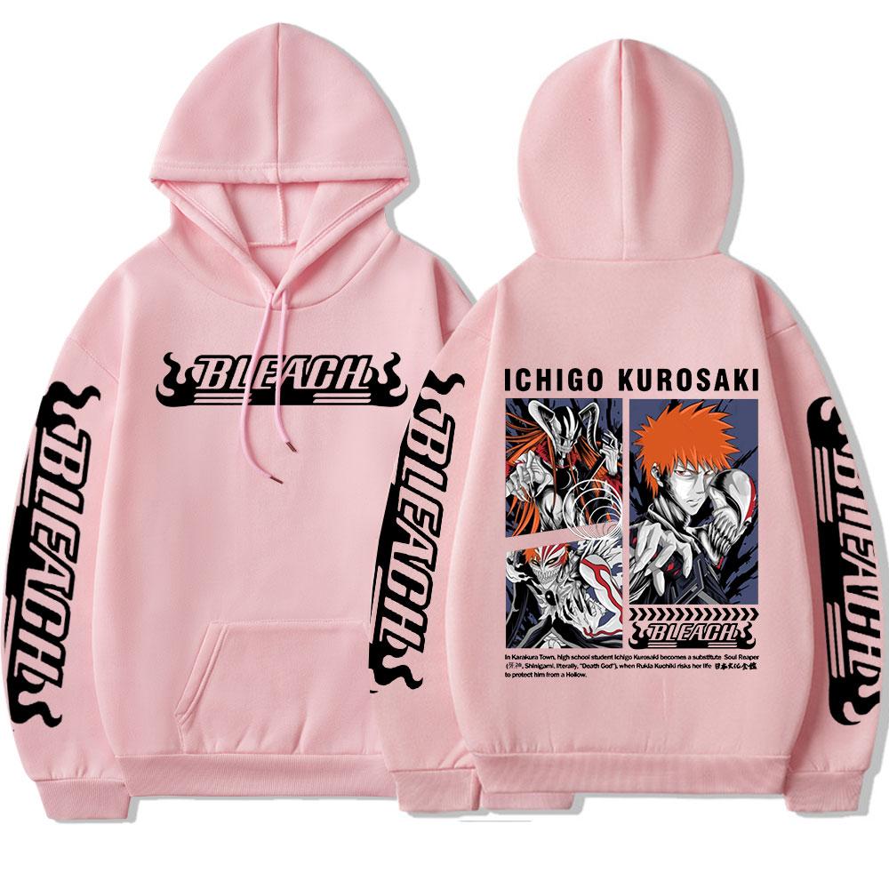 Hot Anime Bleach Kurosaki Ichigo Graphic Printed Hooded Men Women Manga Hoodies Loose Casual Sweatshirt Harajuku Male Streetwear