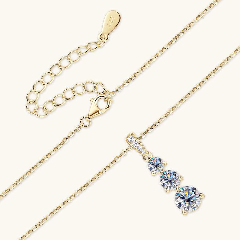 Silvere Glam New Gradient Moissanite Necklace For Women, Pure Silver Pendant, Personalized And Trendy Moissanite Collarbone Chain