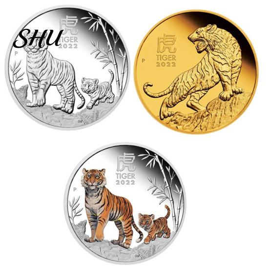 Collectible Coin 2022 Commemorative Decorative Tiger Pattern Steel Party Excellent Gift Beautiful for Souvenir